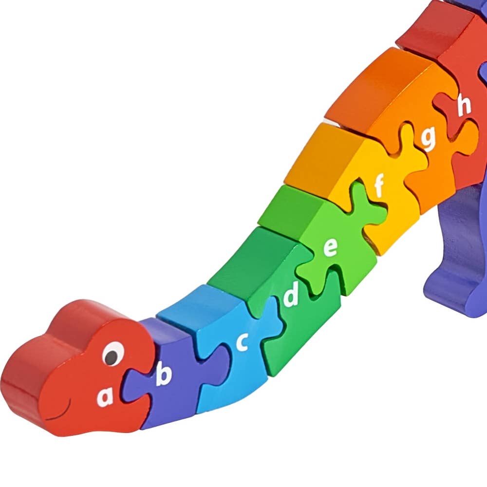 Dinosaur alphabet puzzle - Handmade fair trade wooden toy