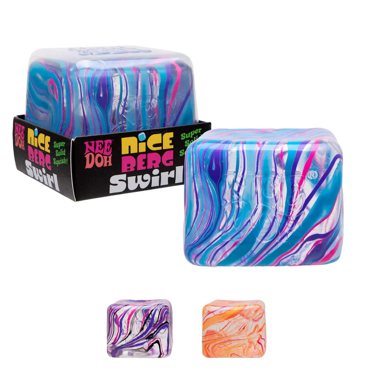 NeeDoh Niceberg Swirl Super Solid Squish Large Cube