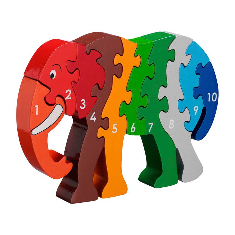 Elpehant 1-10 puzzle - Handmade fair trade wooden kids toy