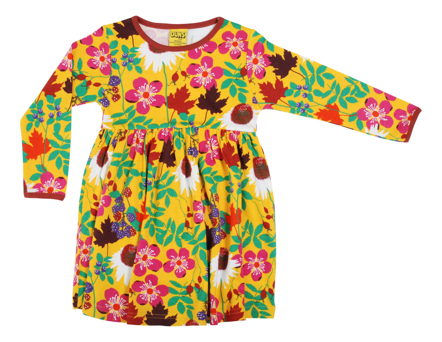 Duns- LS Gather Dress - Autumn Flowers (Yellow)