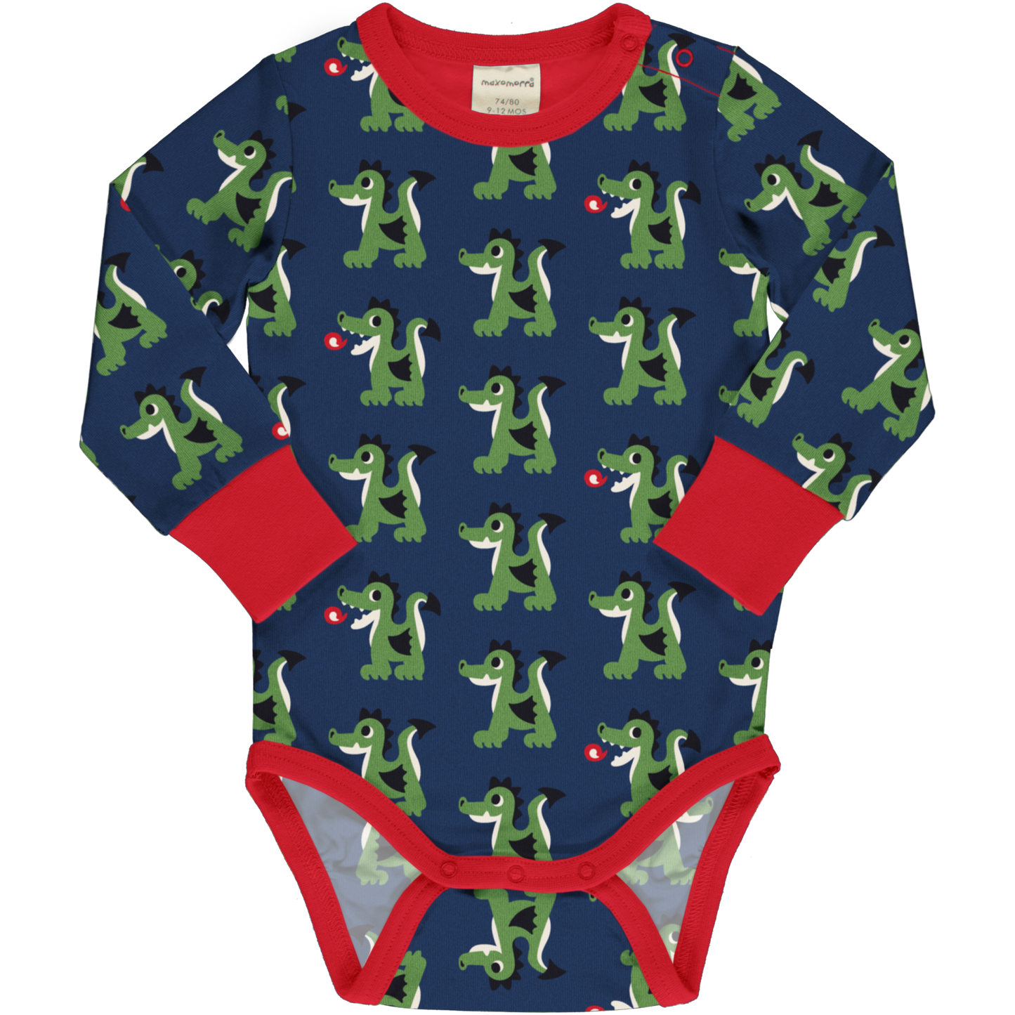 Maxomorra LS Bodysuit- Dragon- 86/92 (18-24 months)