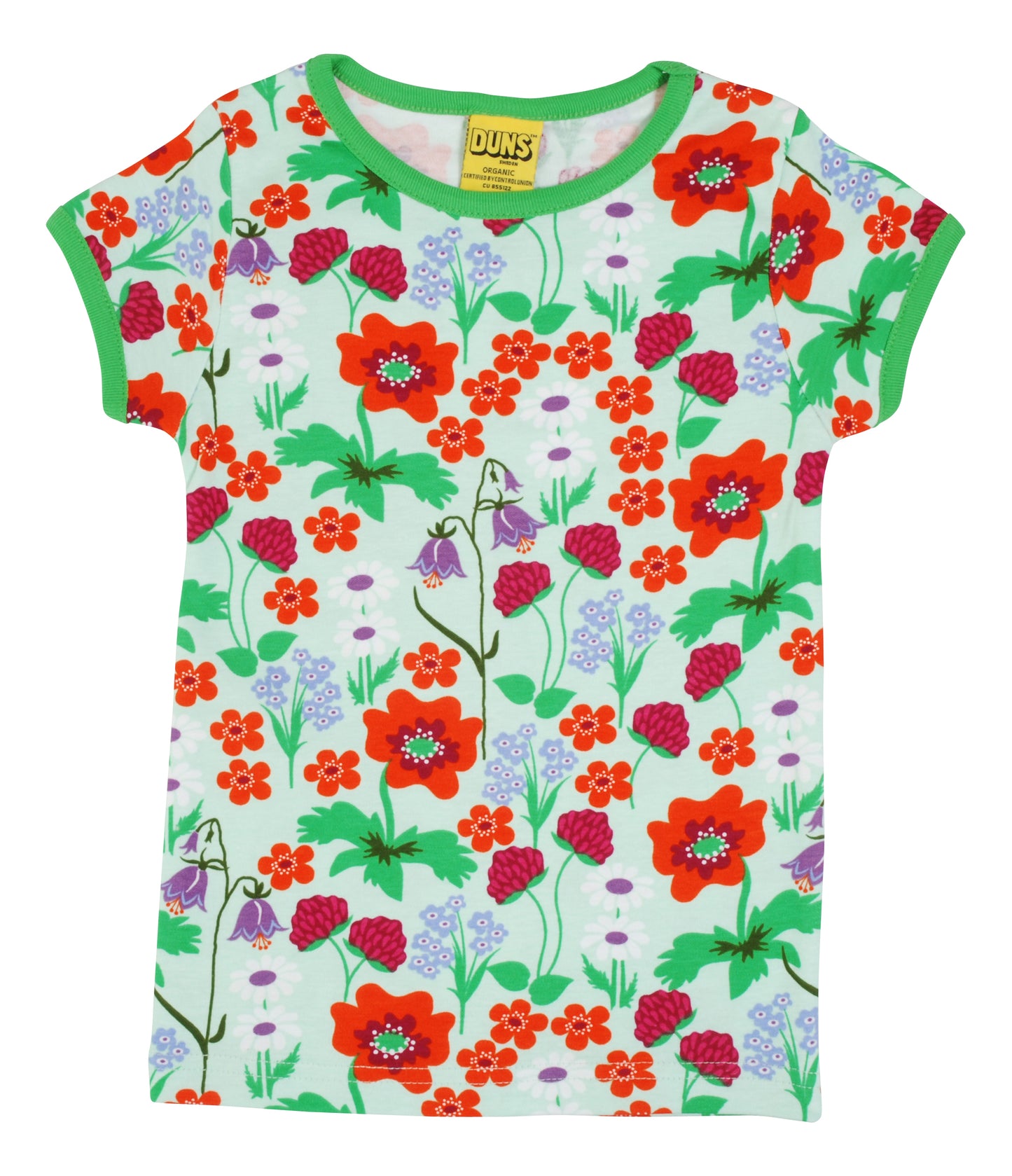 Duns- Short Sleeve Top- Summer Flowers- Bay Green