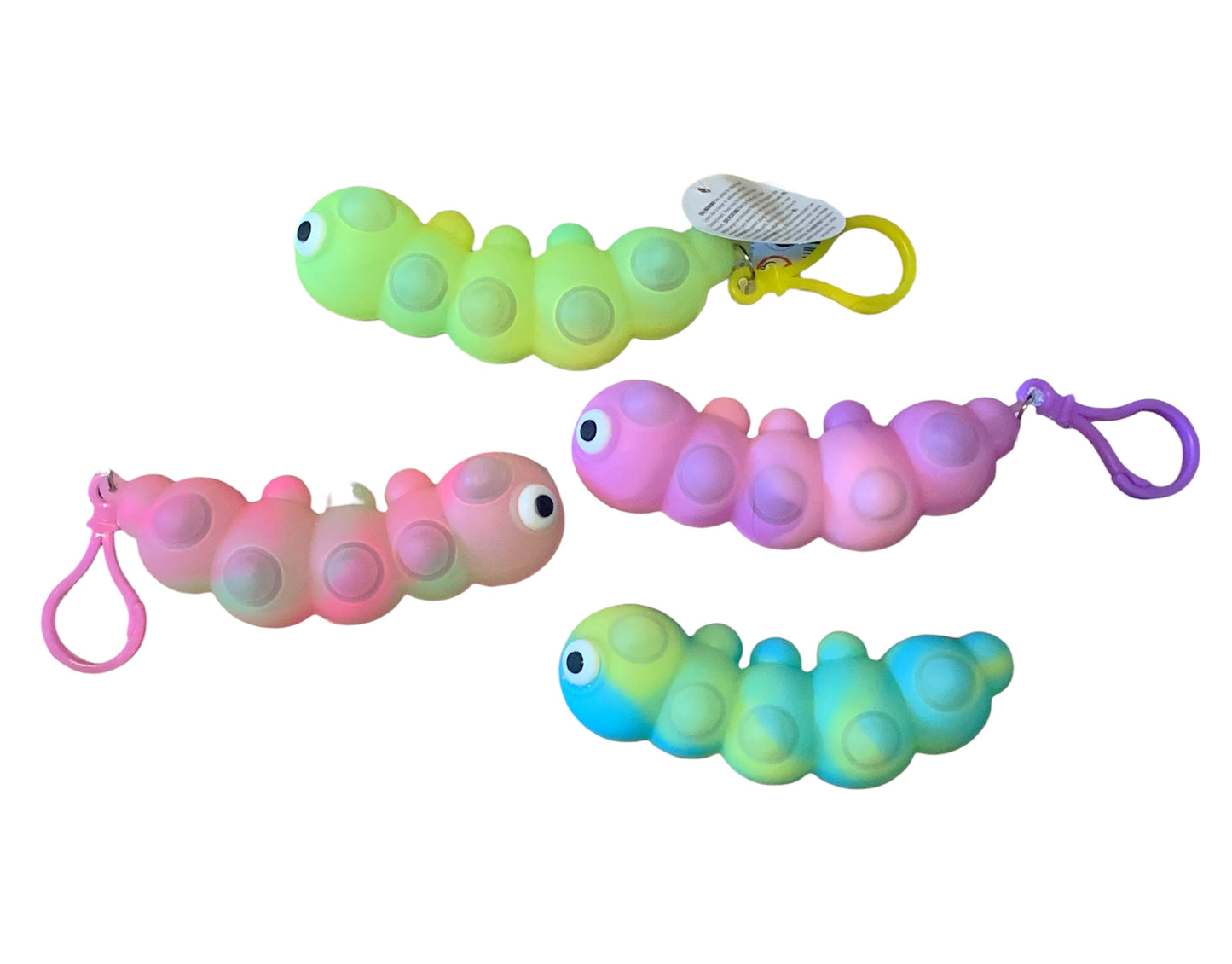Glow worm neon pop it key chain
