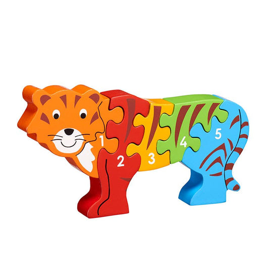 Tiger 1-5 puzzle - Handmade fair trade wooden kids toy