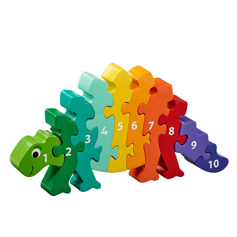 Dinosaur 1-10 puzzle - Handmade fair trade wooden kids toy