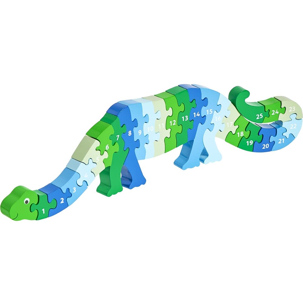 Dinosaur 1-25 puzzle - Handmade fair trade wooden kids toy