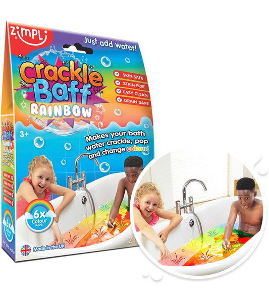 CRACKLE BAFF RAINBOW 60G - 6 PACK - MIXED COLOUR RED YELLOW GREEN ORANGE PURPLE