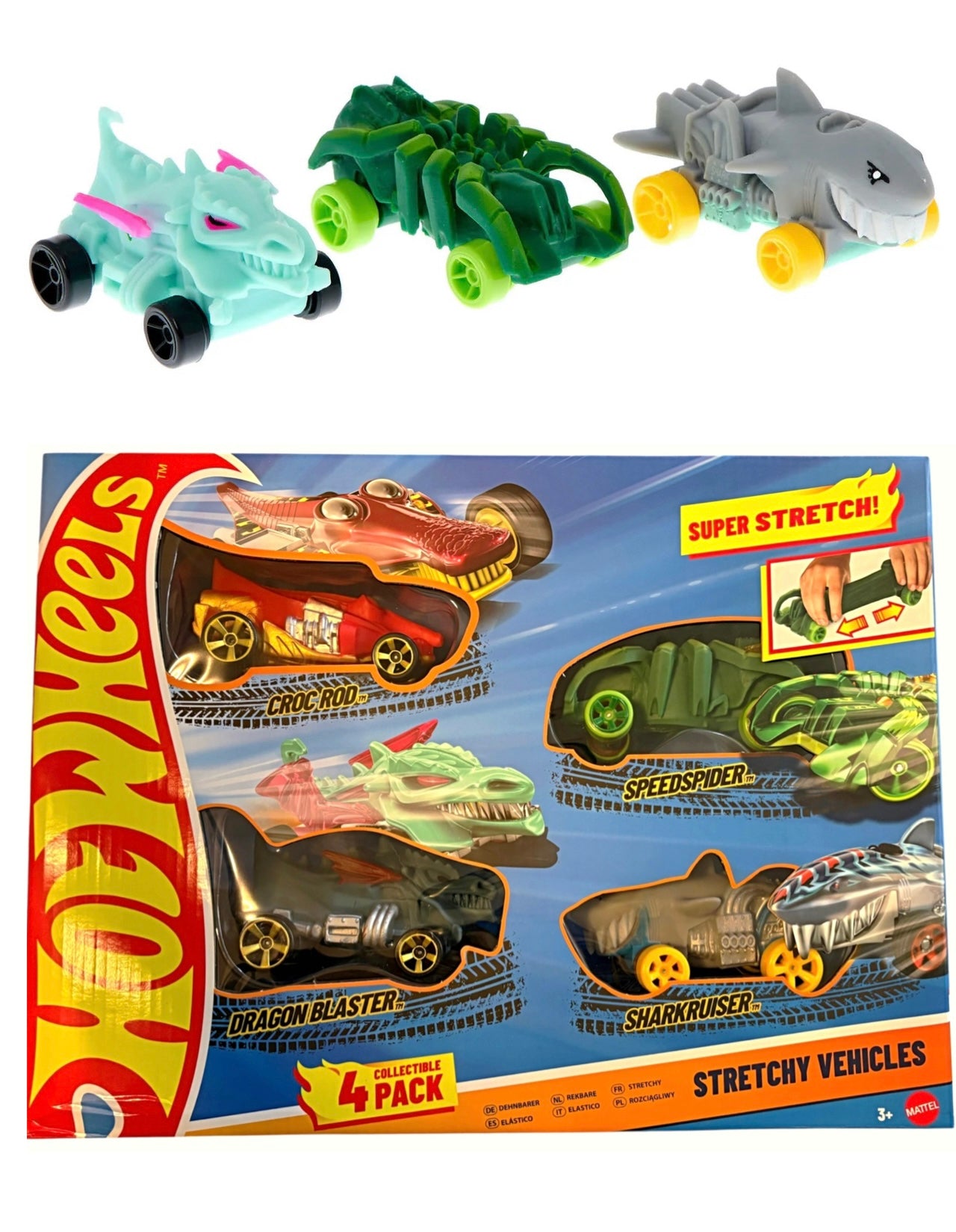 Hot Wheels Stretchy Vehicles - 4 Pack