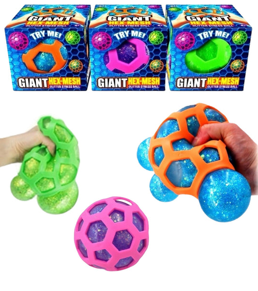 Giant Hex Mesh 10cm Glitter Stress Ball