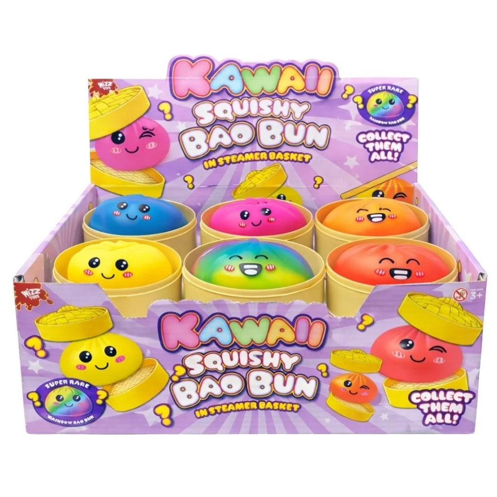 Kawaii Slow Release Bao Bun 8.5cm Maltose Rainbow Dumpling in Basket