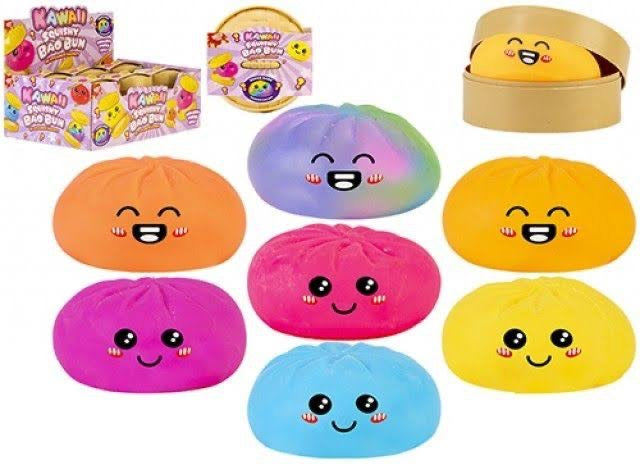 Kawaii Slow Release Bao Bun 8.5cm Maltose Rainbow Dumpling in Basket