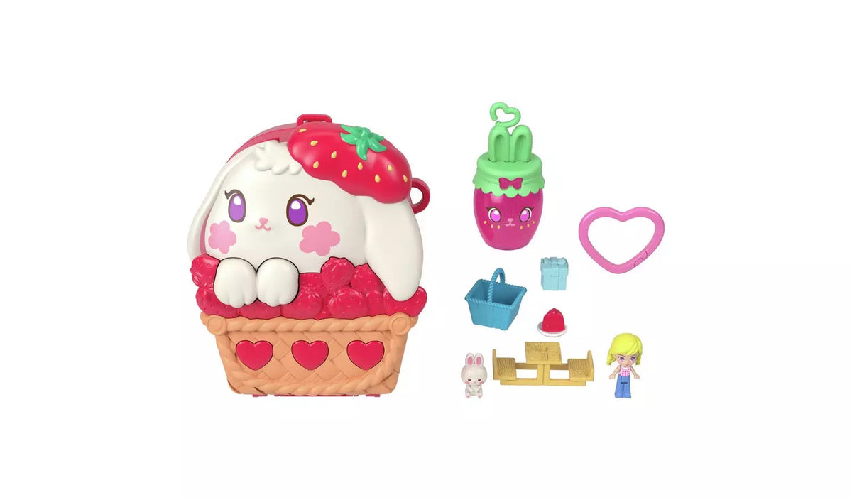 Polly Pocket Core Compact: Strawberry Bunny Basket