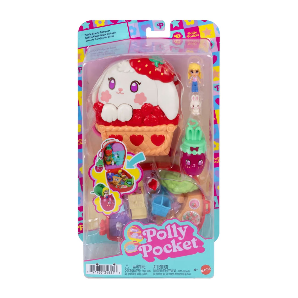 Polly Pocket Core Compact: Strawberry Bunny Basket
