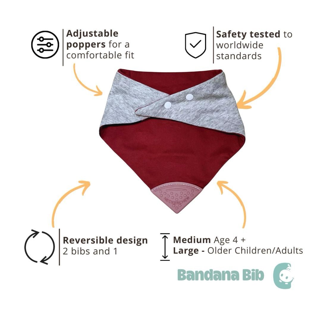 Pink Neck Chewie Bib : Size Medium age 4+ (reversible)