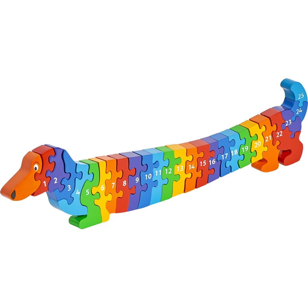 Dog 1-25 puzzle - Handmade fair trade wooden kids toy