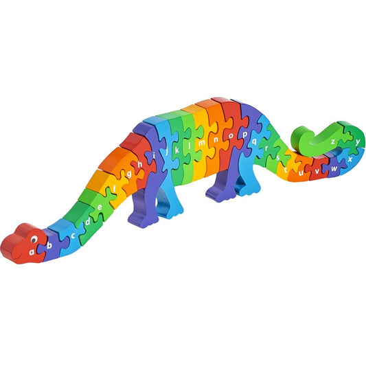 Dinosaur alphabet puzzle - Handmade fair trade wooden toy