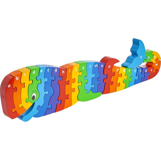 Whale alphabet puzzle - Handmade fair trade wooden toy