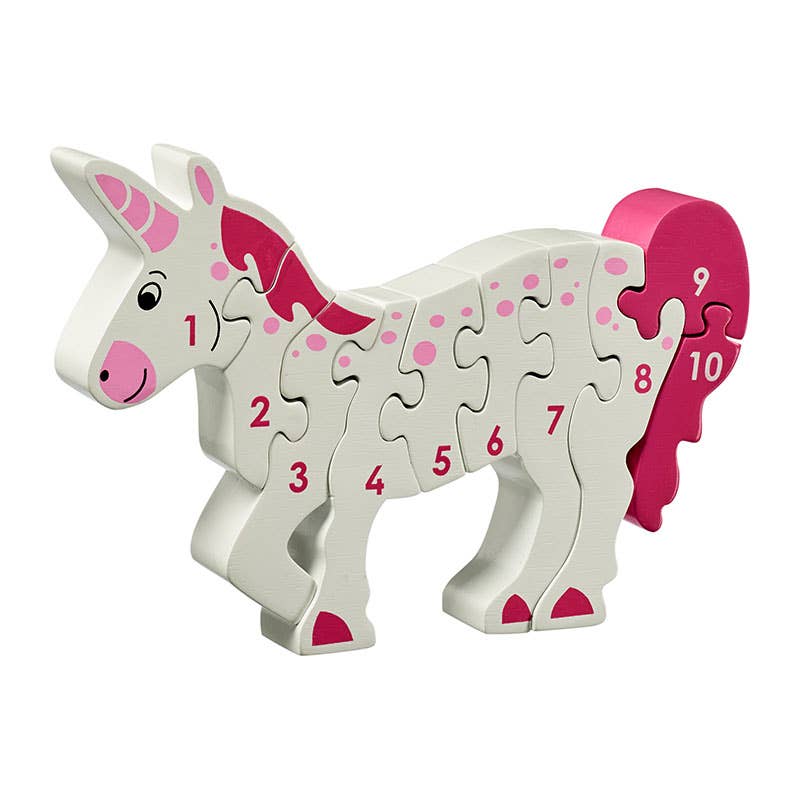 Unicorn 1-10 puzzle - Handmade fair trade wooden kids toy