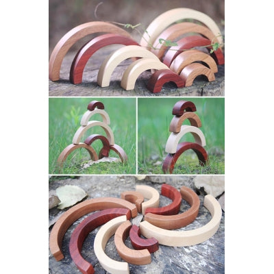 Natural double wooden stacking rainbow