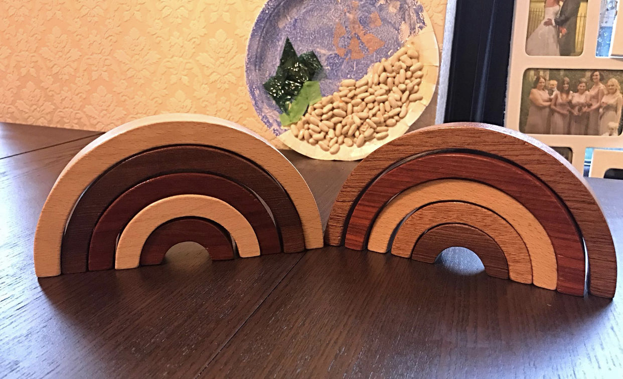 Natural double wooden stacking rainbow