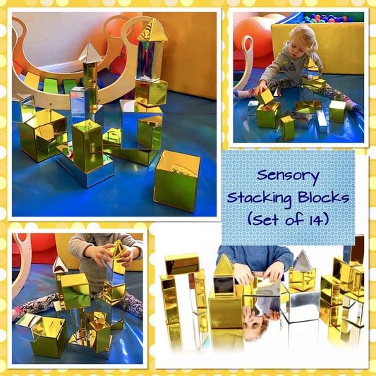 14 Shiny Sensory Mirror stacking blocks