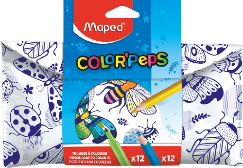 Maped Color'Peps Pencil Case to Colour (Including 12 colouring pencils and 12 washable colouring pens)