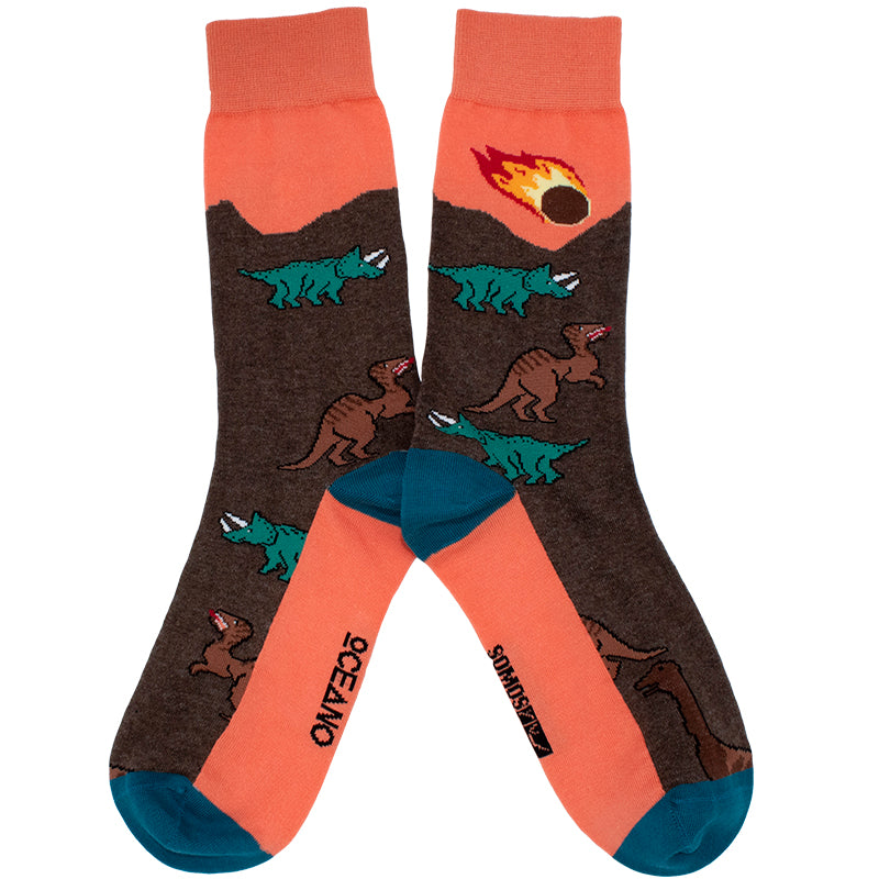 Brown Dino Socks- Adult sizing