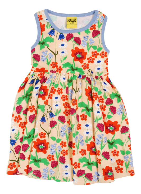 Duns- Sleeveless Dress With Gather Skirt- Summer Flowers- Bleached Apricot
