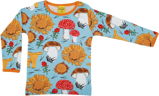 Duns |  | Long Sleeve Sunflowers and Mushrooms Sky Blue | Long sleeve Top