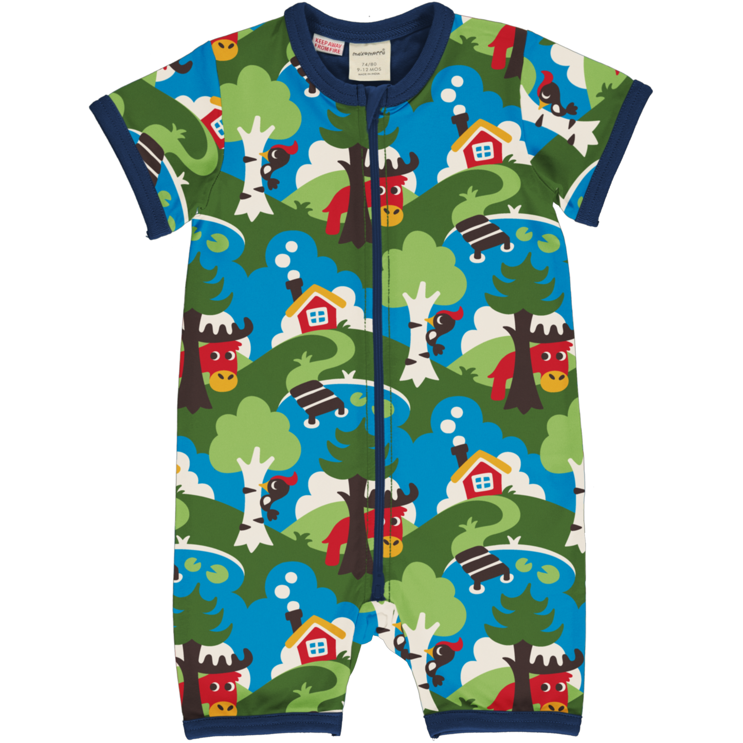 Maxomorra Rompersuit Short Sleeve- Countryside- 86/92 (18-24 months)