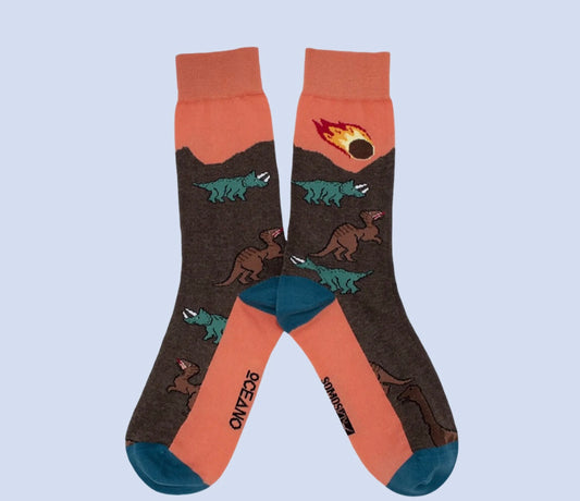 Brown Dino Socks- Adult sizing