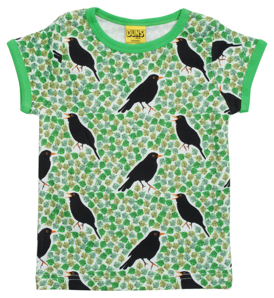 Duns- Short Sleeve Top- Black Bird Green