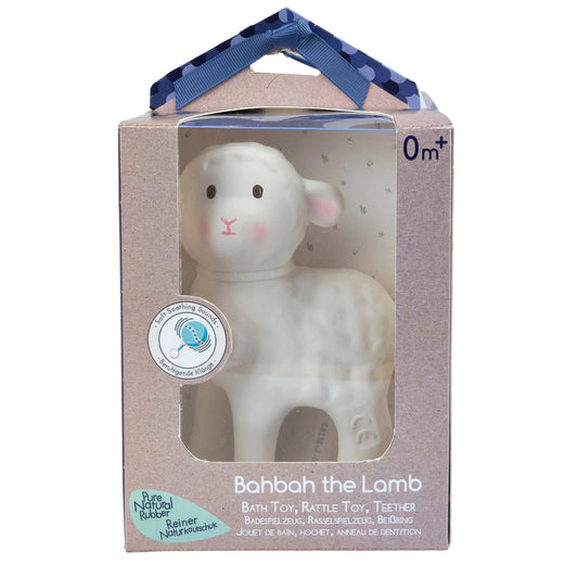 Lamb Rattle, Chew and Bath Toy– Gift Boxed Natural Rubber